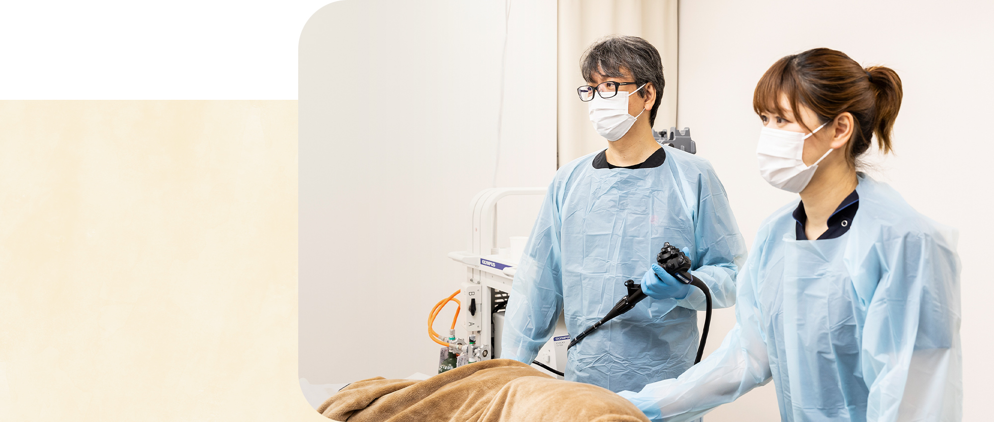 ― Colonoscopy 痛くない 苦しくない日本内視鏡学会専門医・指導医による丁寧で正確な大腸カメラ検査 point01大腸内視鏡のスペシャリスト検査実績が豊富な医師が在籍 point02鎮静剤を使用した苦痛の少ない検査が可能 point03胃・大腸カメラの同日検査に対応 point04院内下剤OK検査後はリカバリールームで休息 point05女性も安心！女性医師による検査にも対応