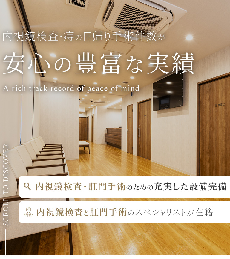 内視鏡検査・痔の日帰り手術件数が累計10,000件以上の安心の豊富な実績